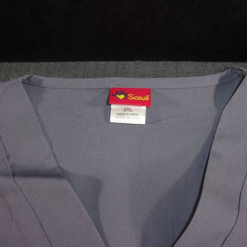 sz3X-LARGE SALUS BATTLESHIP GRAY GREY HOSPITAL PULLOVER SCRUB TOP SHIRT 2 POCKET - Picture 4 of 10